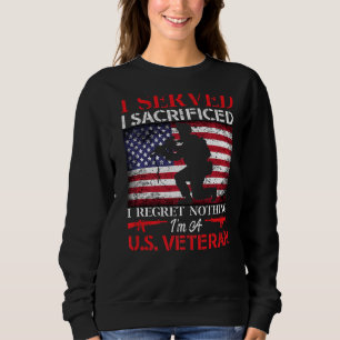 I'm A U S Veteran Usa Flag Retired Vintage Sweatshirt