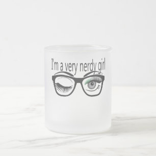 I'm a Very Nerdy Girl with Green Eye Shadow Frosted Glass Coffee Mug