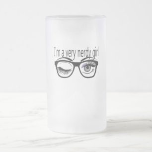 I'm a Very Nerdy Girl with Purple Eye Shadow Frosted Glass Beer Mug