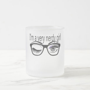 I'm a Very Nerdy Girl with Purple Eye Shadow Frosted Glass Coffee Mug