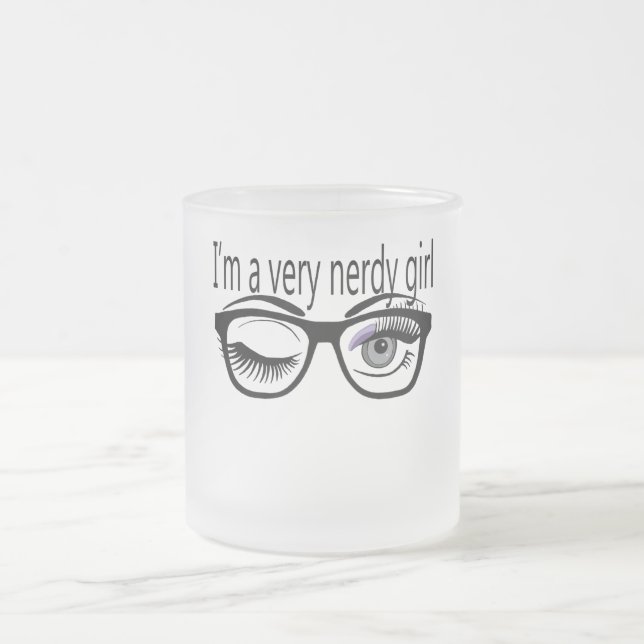 I'm a Very Nerdy Girl with Purple Eye Shadow Frosted Glass Coffee Mug (Center)