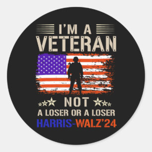 I'm A Veteran Not A Sucker Or Loser Anti Trump  Classic Round Sticker