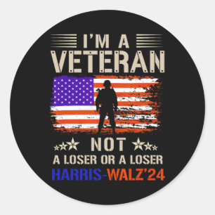 I'm A Veteran Not A Sucker Or Loser Anti Trump  Classic Round Sticker