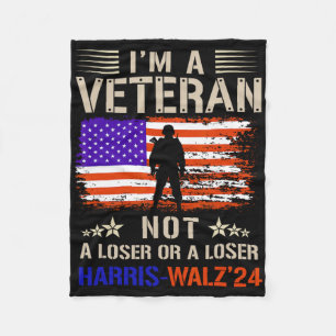 I'm A Veteran Not A Sucker Or Loser Anti Trump Fleece Blanket