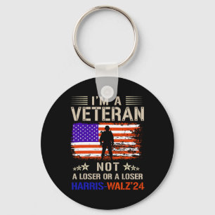 I'm A Veteran Not A Sucker Or Loser Anti Trump Key Ring