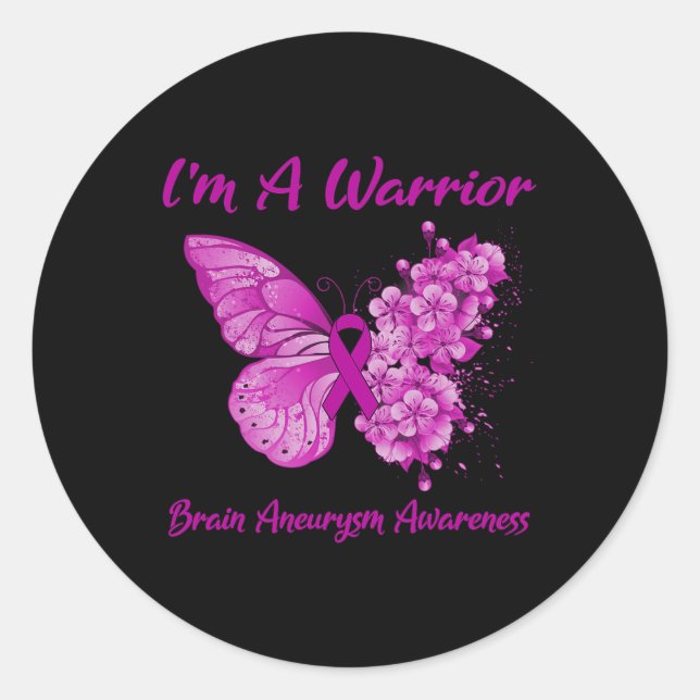 I'm A Warrior Brain Aneurysm Awareness 1  Classic Round Sticker (Front)