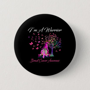 I'm A Warrior Breast Cancer Awareness Gnomes Pink 6 Cm Round Badge