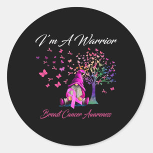 I'm A Warrior Breast Cancer Awareness Gnomes Pink  Classic Round Sticker