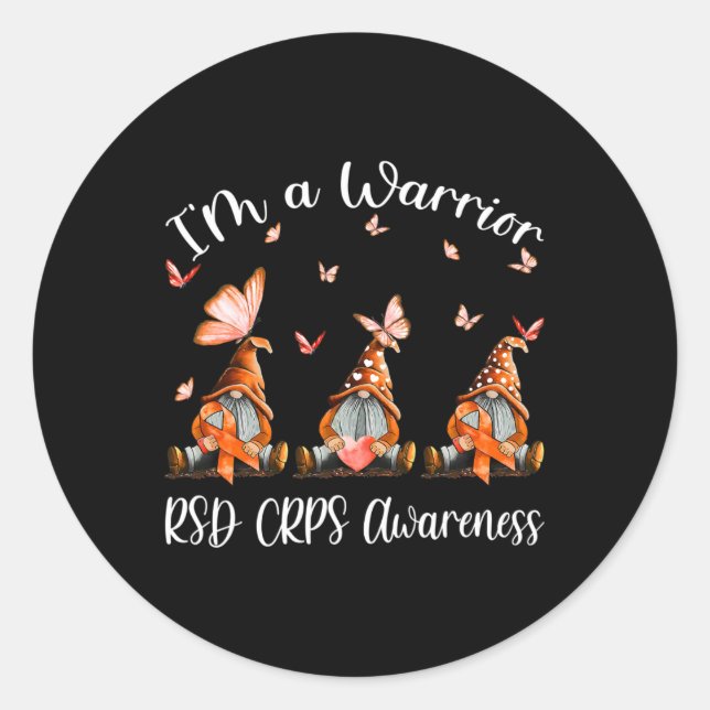 I'm A Warrior Rsd Crps Awareness Gnomes  Classic Round Sticker (Front)