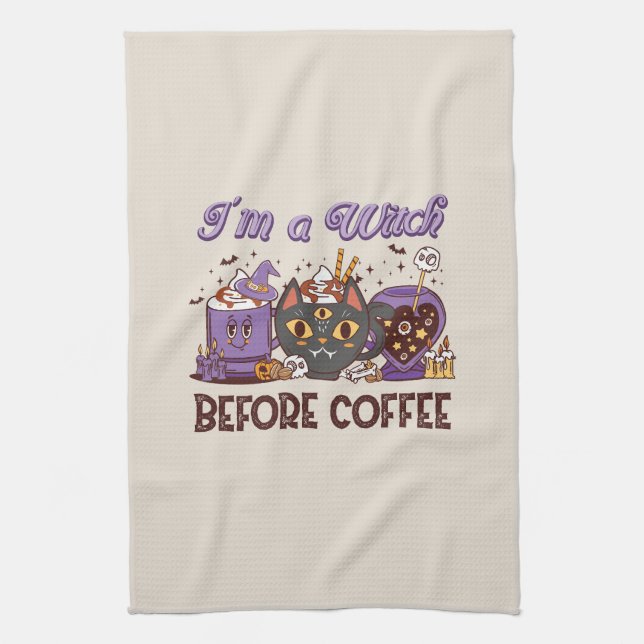 I'm A Witch Before Coffee - Coffee Lover Tea Towel (Vertical)