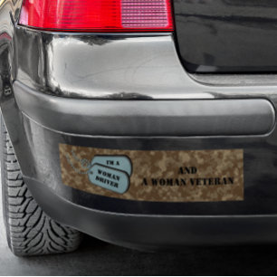 I'm a Woman Driver and Woman Veteran Camouflage Bumper Sticker