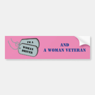 I'm a Woman Driver and Woman Veteran Pink Bumper Sticker