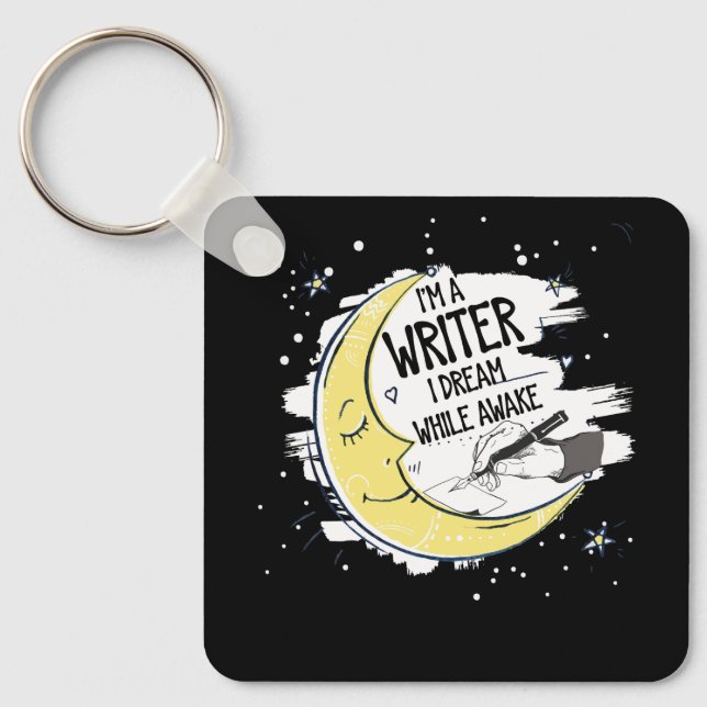 I'm A Writer I Dream While Awake Moon Half Author  Key Ring (Front)