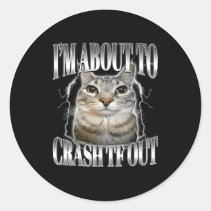 I'm About To Crash Out Funny Staring Cat Brainrot Classic Round Sticker