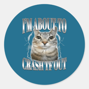 I'm About To Crash Out Funny Staring Cat Brainrot  Classic Round Sticker