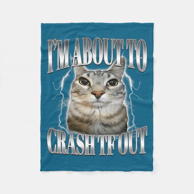I'm About To Crash Out Funny Staring Cat Brainrot  Fleece Blanket (Front)