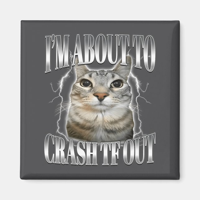 I'm About To Crash Out Funny Staring Cat Brainrot  Magnet (Front)