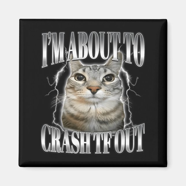I'm About To Crash Out Funny Staring Cat Brainrot  Magnet (Front)