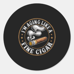 I'm Aging Like A Fine Cigar Retro Funny Dad Father Classic Round Sticker