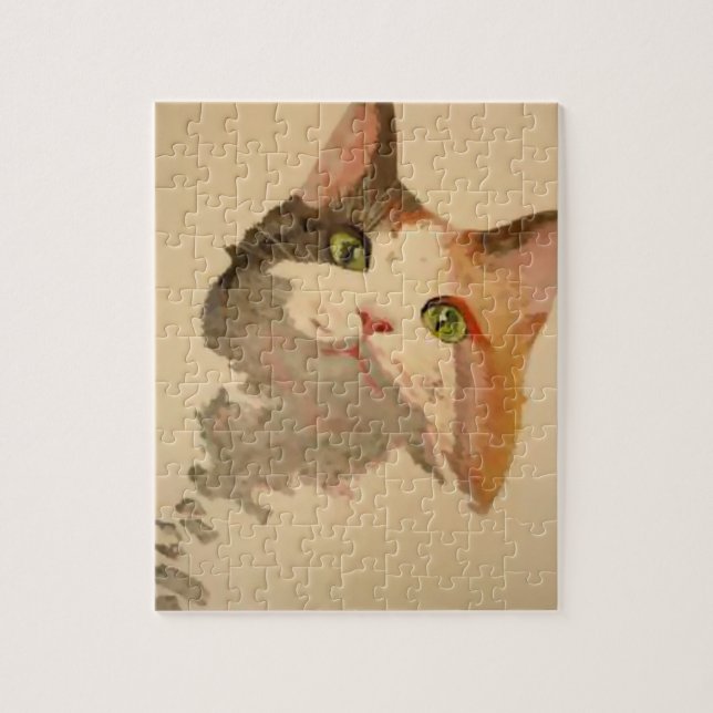 I'm All Ears: Calico Cat Portrait Jigsaw Puzzle (Vertical)
