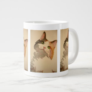 I'm All Ears: Calico Cat Portrait Large Coffee Mug