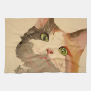I'm All Ears: Calico Cat Portrait Tea Towel