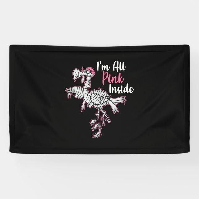 Im All Pink Inside Funny Halloween Flamingo Gift Banner (Horizontal)