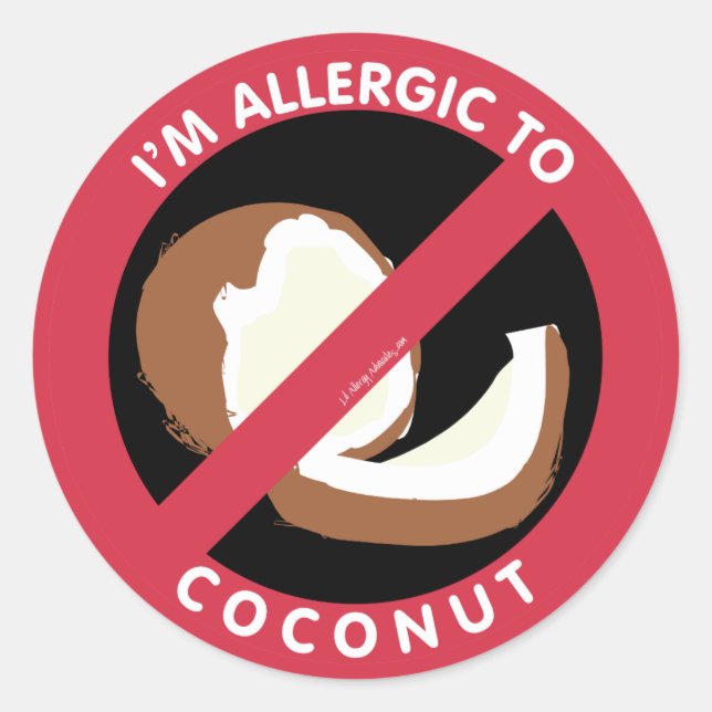 I'm Allergic To Coconut Food Allergy Symbol Kids Classic Round Sticker (Front)