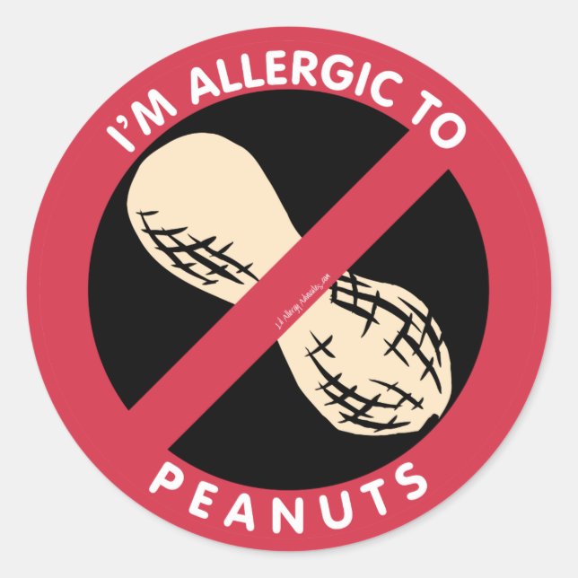 I'm Allergic To Peanuts Food Allergy Symbol Kids Classic Round Sticker (Front)