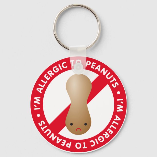 I'm allergic to peanuts! Peanut allergy Key Ring (Front)