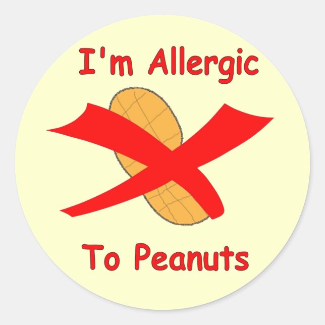 I'm Allergic to Peanuts Stickers in Yellow (Front)