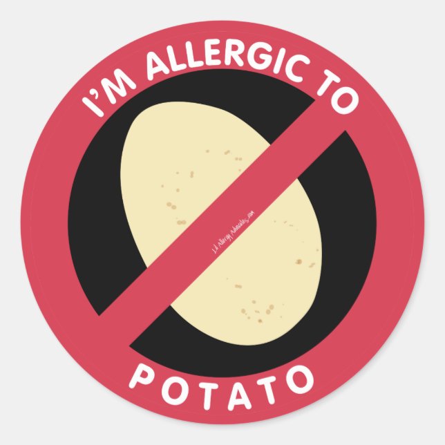 I'm Allergic To Potato Allergy Symbol Kids Classic Round Sticker (Front)