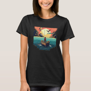 I'm an angler with a boat and go fishing pixel art T-Shirt