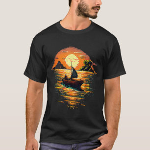 I'm an angler with a boat and go fishing pixel art T-Shirt