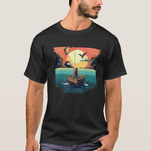 I'm an angler with a boat and go fishing pixel art T-Shirt