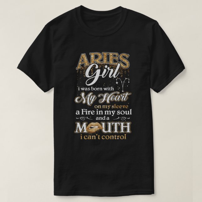 I'm An Aries Girl Lipstick March April Funny Zodia T-Shirt (Design Front)