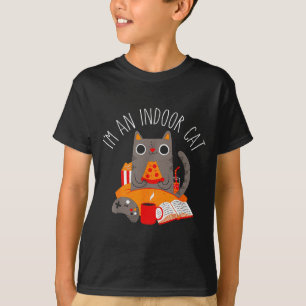 I'm An Indoor Cat Funny Reading Coffee Gaming Cat T-Shirt