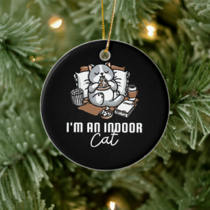 I'm an indoor cat - Introvert cat Ceramic Tree Decoration