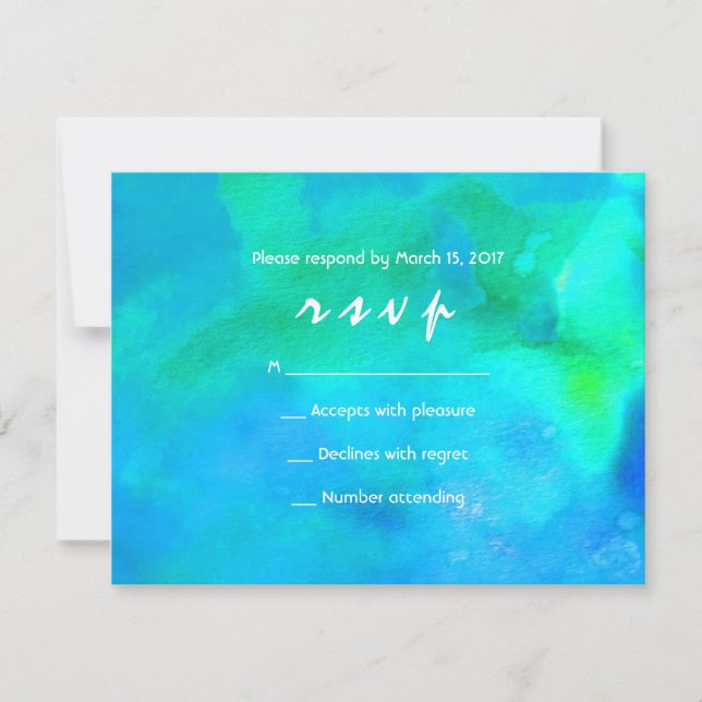 I'M AQUA WATERCOLOR Bat Mitzvah Invitation (Front)