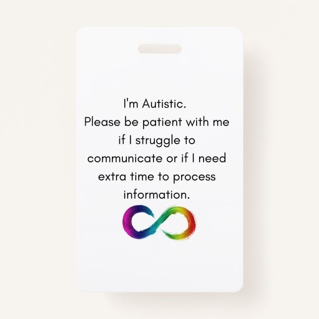 I'm Autistic- Communication Card ID Badge (Front)