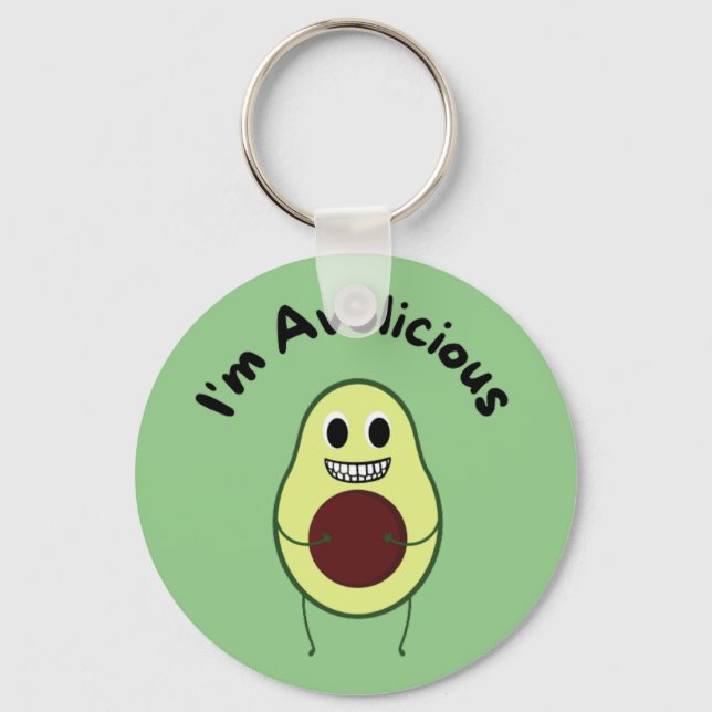 I'm Avolicious — Funny Fruit Pun Key Ring (Front)