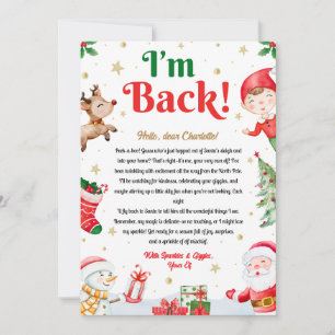 I'm Back Elf Arrival Elf Return Christmas Letter  Invitation