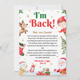 I'm Back Elf Arrival Elf Return Christmas Letter Invitation