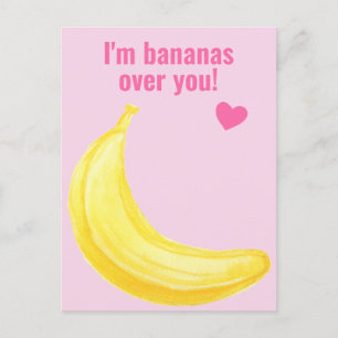 I'm Bananas Over You - Cute Classroom Valentine Postcard