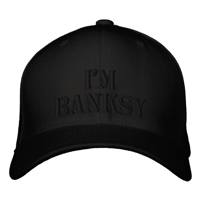 I'm Banksy Stencil Basic Black Flexfit Wool Cap (Front)