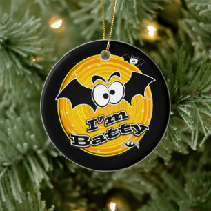 I'm Batty Orange and Yellow Swirl Ceramic Tree Decoration