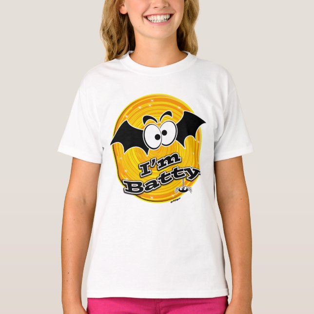 I'm Batty Orange and Yellow Swirl T-Shirt (Front)