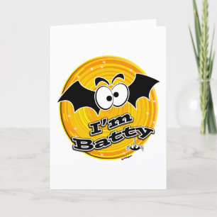 I'm Batty Orange and Yellow Swirl Thank You Card