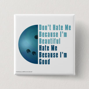 Im Beautiful Im Good Bowling Blue 15 Cm Square Badge