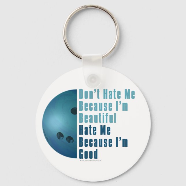 Im Beautiful Im Good  Bowling Blue Key Ring (Front)